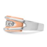 IBGoodman 14k Two Tone Rose and White Gold 1 carat Lab Grown Diamond VS/SI+ G+ Complete Five Stone Cut Out Men's Ring - Image 3