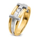 IBGoodman 10k Two-tone Men's Polished Satin and Cut-Out 1/5 Carat A Quality Diamond Cross Ring - Image 8