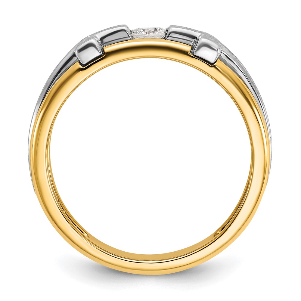 B63580-4YWAA-2.jpg IBGoodman 14k Two-tone Men's Polished Satin and Cut-Out 1/5 Carat AA Quality Diamond Cross Ring - Image 1