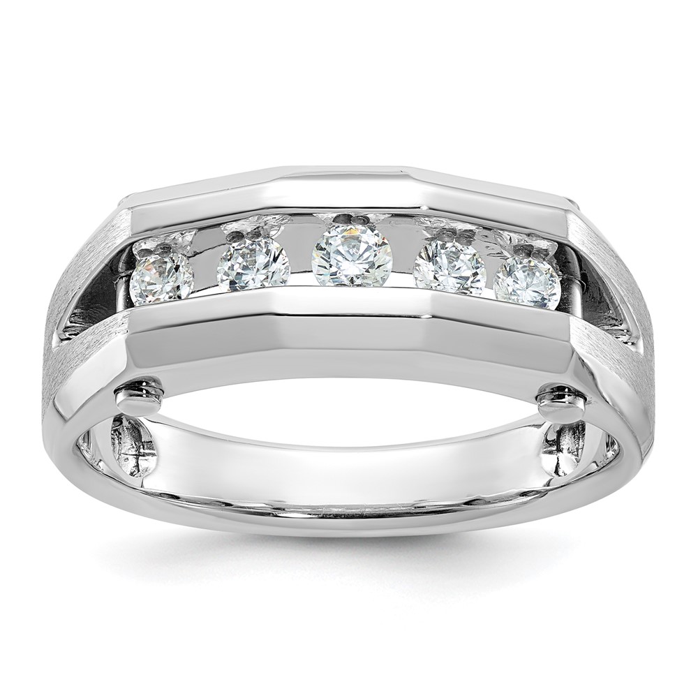 B63601-4WAA-1.jpg IBGoodman 14k White Gold 3/4 carat Lab Grown Diamond VS/SI+ G+ Five Stone Complete Polished and Satin Men's Ring - Image 1