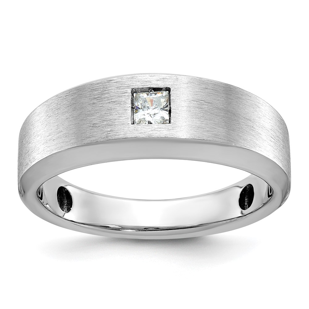 B63683-4WAA-1.jpg 14k White Gold IBGoodman Men's Polished and Satin 1/6 carat Diamond Complete Ring - Image 1