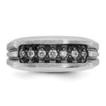 IBGoodman 14k White Gold Men's Polished Satin and Grooved Ring Mounting - Image 6