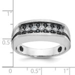 IBGoodman 14k White Gold Men's Polished Satin and Grooved Ring Mounting - Image 3