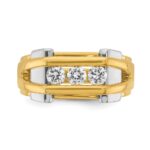 IBGoodman 14k Two-tone 1/2 carat Lab Grown Diamond VS/SI+ G+ Three Stone Complete Men's Ring - Image 4