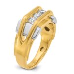 14k Two-tone IBGoodman Men's Polished 3-Stone 1/2 Carat AA Quality Diamond Ring - Image 8