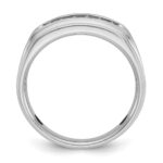 IBGoodman 14k White Gold Men's Polished Satin and Grooved Ring Mounting - Image 2