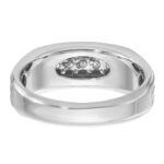 14k White Gold IBGoodman Men's Polished Satin and Grooved 1/4 Carat AA Quality Diamond Ring - Image 7