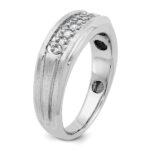 14k White Gold IBGoodman Men's Polished Satin and Grooved 1/4 Carat AA Quality Diamond Ring - Image 8