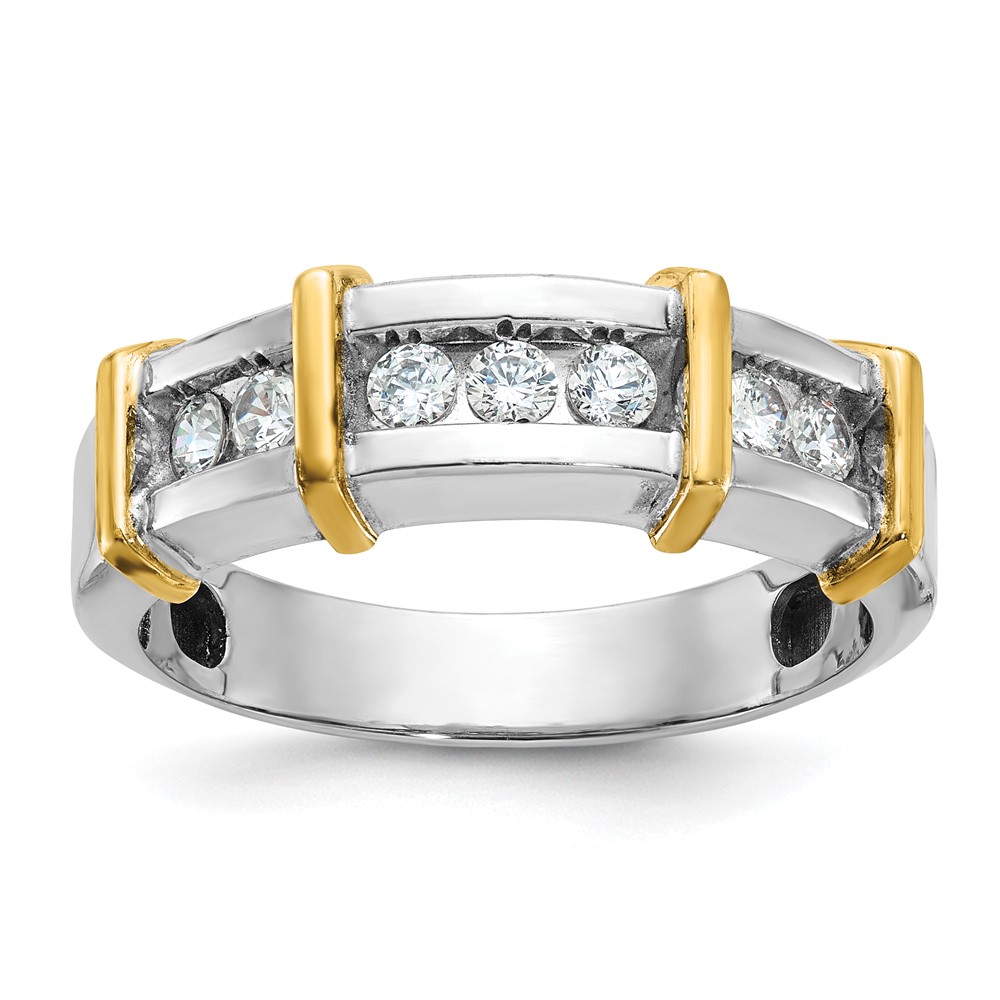 B63763-4WYAA.jpg IBGoodman 14k Two-tone Men's Polished 7-Stone 1/2 Carat AA Quality Diamond Ring - Image 1