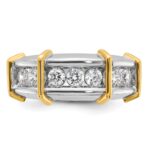 IBGoodman 14k Two-tone Men's Polished 7-Stone 1 Carat AA Quality Diamond Ring - Image 6