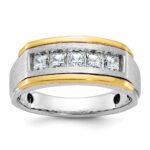 IBGoodman 14k Two-tone 1 carat Lab Grown Diamond VS/SI+ G+ Complete Polished and Satin Men's Ring