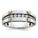 IBGoodman 14k Two-tone Men's Polished Satin and Grooved 5-Stone Ring Mounting