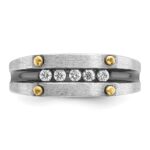 IBGoodman 14k Two-tone with Black Rhodium Men's Polished Satin and Grooved 5-Stone 1/4 Carat AA Quality Diamond Ring - Image 6