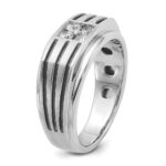 IBGoodman 14k White Gold with Black Rhodium 1/3 carat Lab Grown Diamond VS/SI+ G+ Complete Polished and Grooved Men's Ring - Image 6