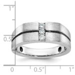 IBGoodman 14k White Gold Satin and Grooved Three Stone Men's Ring Mounting - Image 3