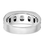 IBGoodman 14k White Gold Men's Polished Satin and Grooved Square 5-Stone Ring Mounting - Image 7