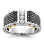 IBGoodman 14k Two-tone with Black Rhodium 1/4 carat Lab Grown Diamond VS/SI+ G+ Complete Polished and Textured Men's Ring