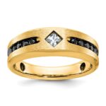 IBGoodman 10k Men's Polished Satin and Grooved Square Stone Center Ring Mounting