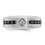 IBGoodman 14k White Gold with Black Rhodium Polished Satin and Grooved 1/2 Carat AA Quality Black and White Diamond Ring - Image 6