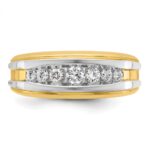 IBGoodman 14k with White Rhodium Men's Polished 7-Stone 1/2 Carat AA Quality Diamond Ring - Image 4