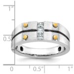 10k Two-tone IBGoodman Men's w/Black Rhod Satin Diamond Complete Ring - Image 2