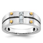 14k Two-tone IBGoodman Men's Polished and Satin Diamond Ring Mounting
