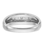 IBGoodman 10k White Gold Men's Polished Satin and Grooved 5-Stone 1/20 Carat A Quality Diamond Ring - Image 7