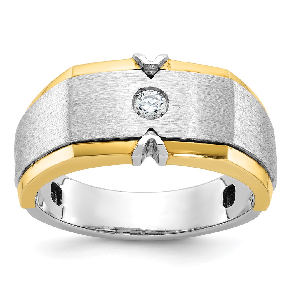 B63856-4YWAA-1.jpg 14k Two-tone IBGoodman Men's Polished and Satin Diamond Complete Ring - Image 1