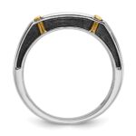 IBGoodman 14k Two-tone Men's Polished Satin and Grooved 5-Stone Ring Mounting - Image 2