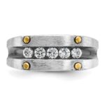 IBGoodman 14k Two-tone Men's Polished Satin and Grooved 5-Stone Ring Mounting - Image 6