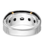 IBGoodman 14k Two-tone with Black Rhodium Men's Polished Satin and Grooved 5-Stone 1/2 Carat AA Quality Diamond Ring - Image 7