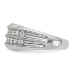 IBGoodman 14k White Gold Men's Polished Satin and Grooved 2-Row Ring Mounting - Image 3