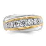 IBGoodman 14k Two-tone Men's Polished and Grooved 7-Stone Ring Mounting - Image 6