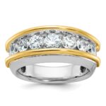 14k Two-tone IBGoodman Men's Polished 7-Stone Ring Mounting