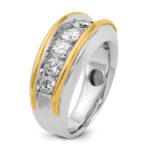 14k Two-tone IBGoodman Men's Polished 7-Stone Ring Mounting - Image 6