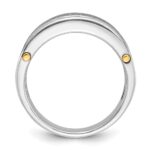 IBGoodman 14k Two-tone Men's Polished Satin and Grooved 7-Stone 1 Carat AA Quality Diamond Ring - Image 2