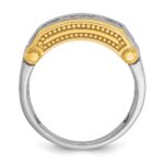 IBGoodman 14k Two-tone Men's Polished Satin and Beaded 5-Stone Ring Mounting - Image 2