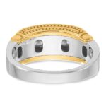 IBGoodman 14k Two-tone Men's Polished Satin and Beaded 5-Stone Ring Mounting - Image 7