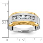 IBGoodman 14k Two-tone Men's Polished Satin and Beaded 5-Stone Ring Mounting - Image 3