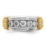 IBGoodman 14k Two-tone Men's Polished and Textured 5-Stone 1 Carat AA Quality Diamond Ring - Image 6