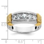IBGoodman 14k Two-tone Men's Polished and Textured 5-Stone 1 Carat AA Quality Diamond Ring - Image 3