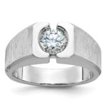 IBGoodman 14k White Gold 1 carat Lab Grown Diamond VS/SI+ G+ Complete Polished and Satin Men's Ring