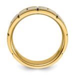 IBGoodman 14k Two-tone Men's Polished Satin and Grooved 3-Stone 1/6 Carat AA Quality Diamond Ring - Image 2