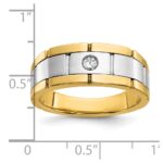 IBGoodman 14k Two-tone Men's Polished Satin and Grooved 1/10 Carat AA Quality Diamond Ring - Image 3