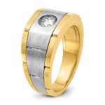 IBGoodman 10k Two-tone Men's Polished Satin and Grooved 1/2 Carat A Quality Diamond Ring - Image 8