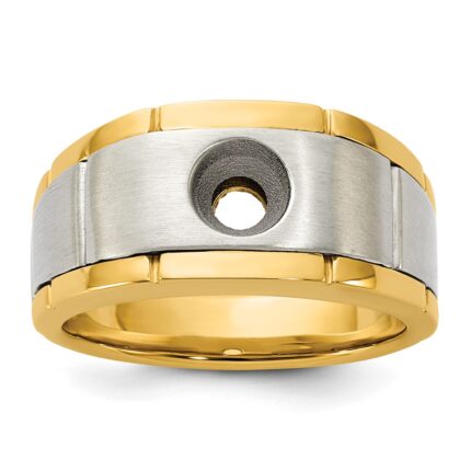 IBGoodman 10k Two-tone Men's Polished Satin and Grooved Ring Mounting