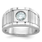 True Origin IBGoodman 14k White Gold 1 carat Lab Grown Diamond VS/SI+ G+ Complete Polished and Satin Men's Ring
