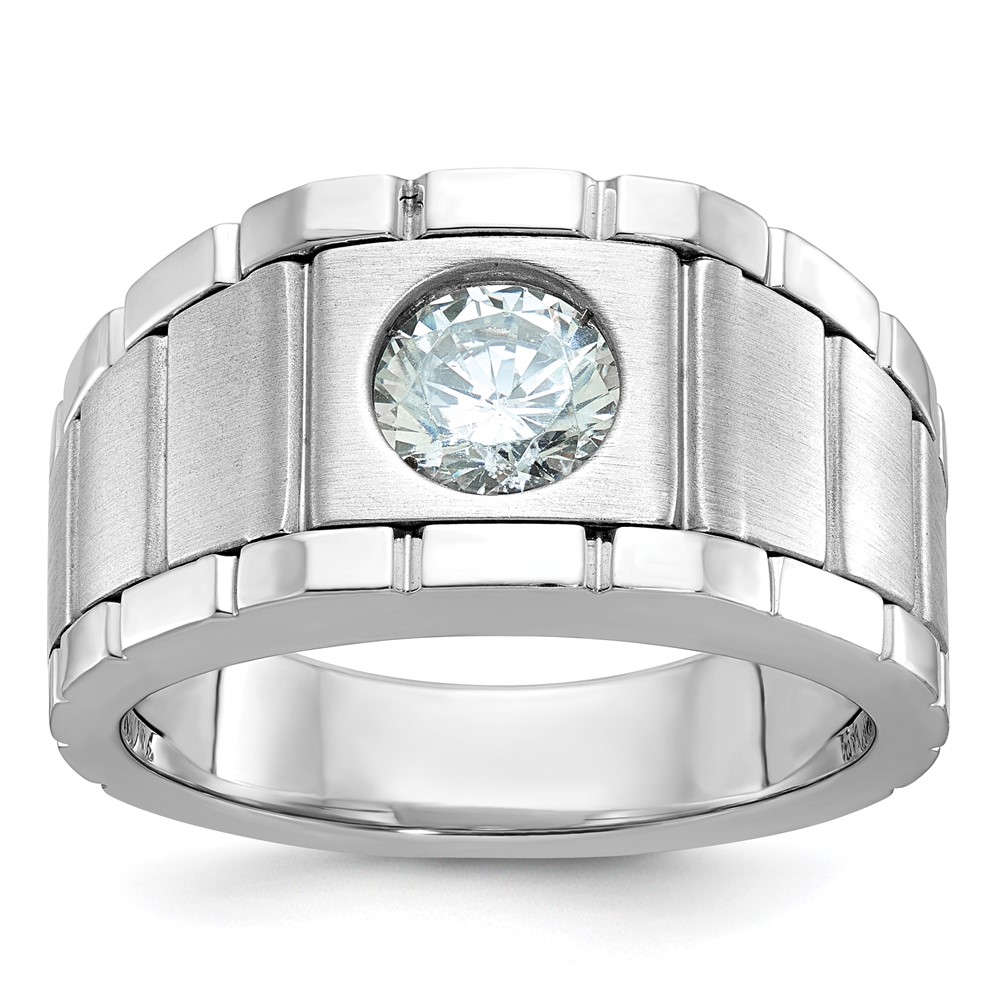B63918-4WAA-1.jpg True Origin IBGoodman 14k White Gold 1 carat Lab Grown Diamond VS/SI+ G+ Complete Polished and Satin Men's Ring - Image 1