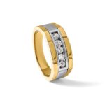 IBGoodman 14k Two-tone Men's Polished and Satin 5-Stone 1/2 Carat AA Quality Diamond Ring - Image 7