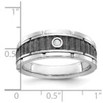 IBGoodman 14k White Gold Men's Polished and Textured Solitaire Ring Mounting - Image 3